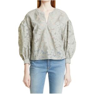 Club Monaco Sculptured Floral Fil Coupé boxy Top in Forest Fog size small office
